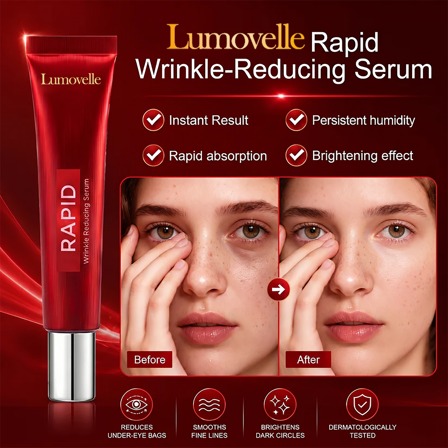 Results in 60 Seconds - Lumovelle Rapid Wrinkle-Reducing Serum for Wrinkles, Bags & Dark Circles