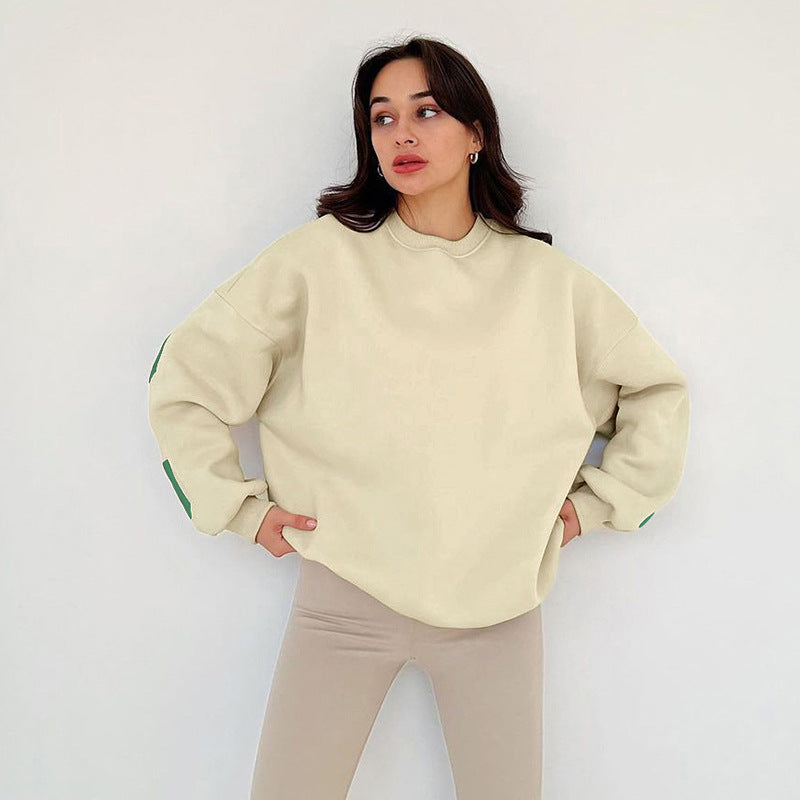 Versatile casual round neck loose letter printed long sleeved sweatshirt for women