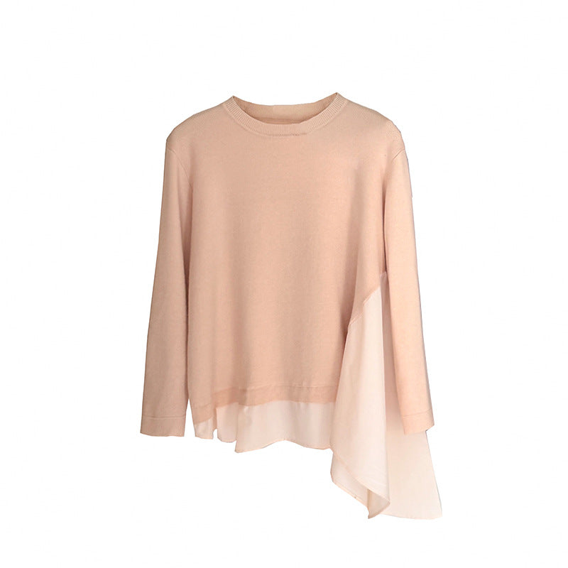 Fashionable Loose Knit Sweater for Women with Patchwork Design Casual Office Wear Plus Size Comfort Fit Top