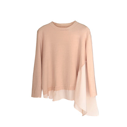 Fashionable Loose Knit Sweater for Women with Patchwork Design Casual Office Wear Plus Size Comfort Fit Top