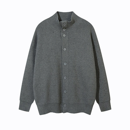 Solid Color  Long Sleeve Loose Fit  Open Front  Cardigan Sweater