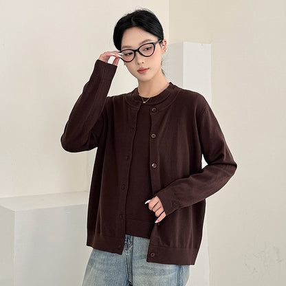 Casual Korean Style Loose Fit Knit Sweater Set with Short Sleeve Cardigan for Women