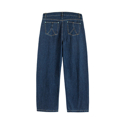 Casual Loose Fit Wide Leg Washed Denim Pants