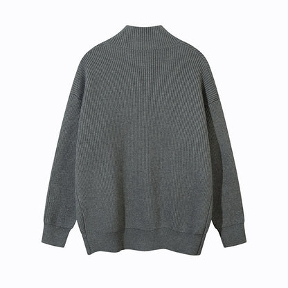 Solid Color  Long Sleeve Loose Fit  Open Front  Cardigan Sweater